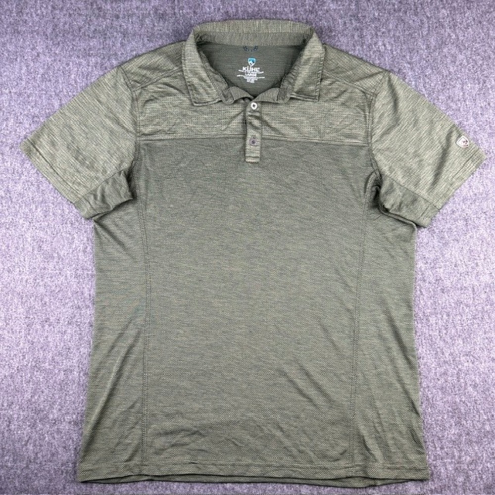 Kuhl Engineered Polo Shirt Mens Large Green Performance Golf Hiking Outdoor SS